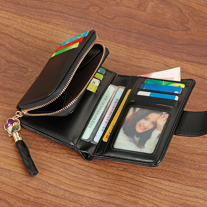 Free Shipping Designer Luxury Women's Fashionable Zipper New Diamond Wallet Korean Style Short Style Trendy Folding Student Coin Bag Casual Card 