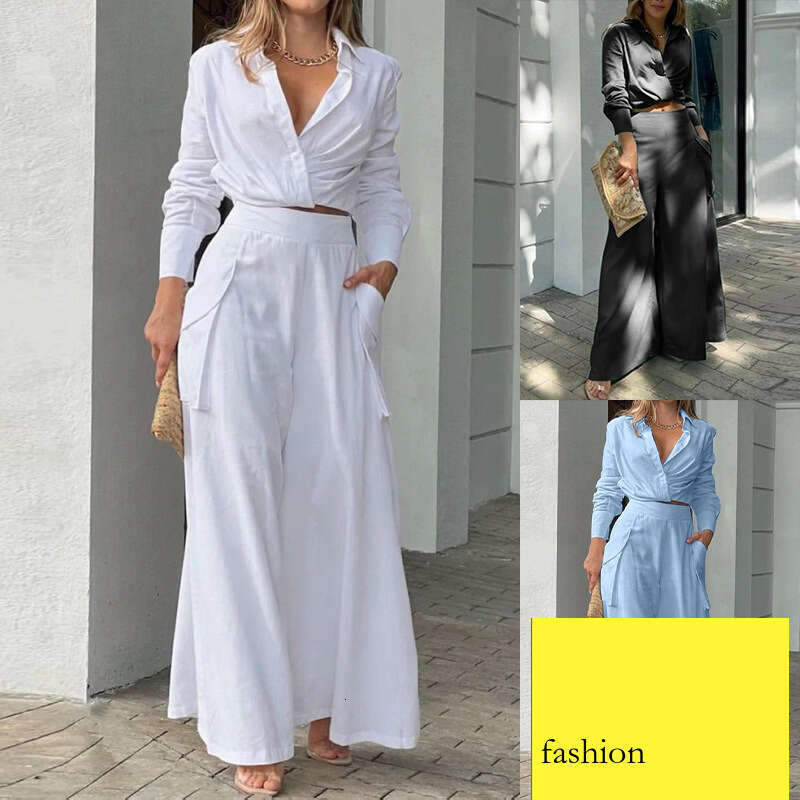 New Style Solid Color Elegant Commuter Pocket Long Sleeve Fashion Women's Winter Set B5 h7