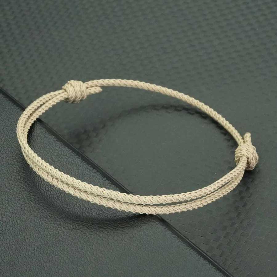 Stylish Handmade Rope Bracelet for Men and Women Double Layer 2mm Thin String Adjustable Knot Wristband Outdoor Sports Couple Hand Jewelry W250807