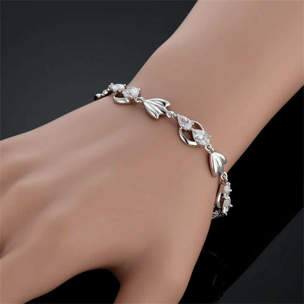 Luxury New Trendy Gold Silver Color AAA Zircon Rhinestone Bracelet Chain Charm Valentines Day Jewelry Gifts For Women Lovers W250807