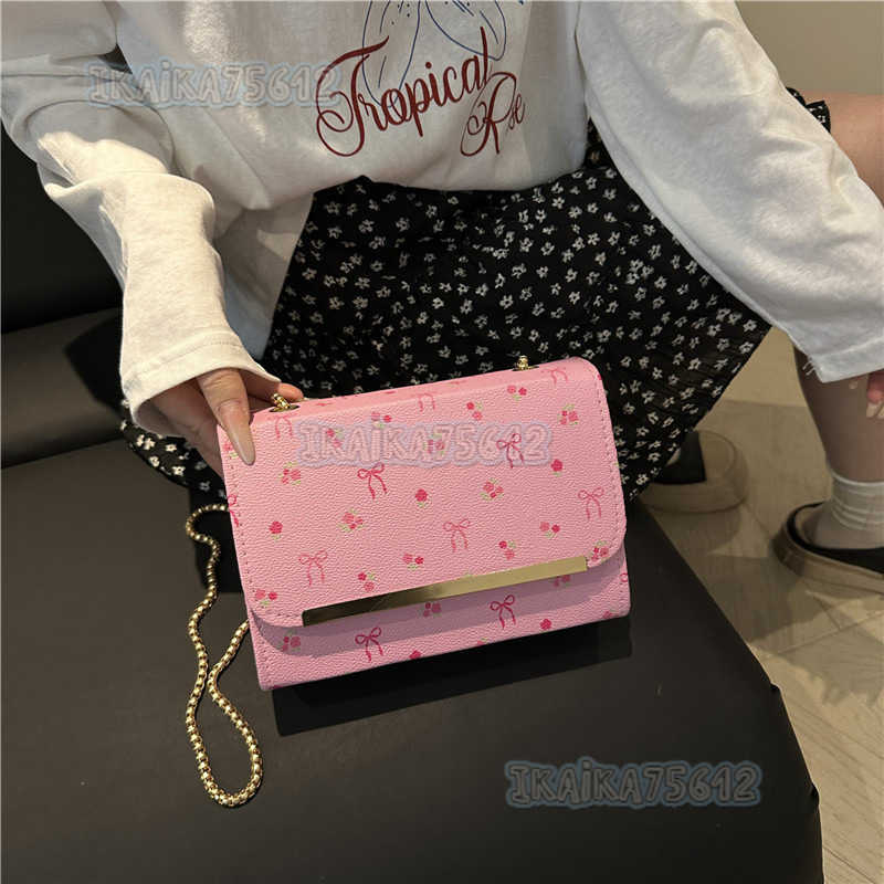 Trend Cherry Print Small Square Bag for Women 2025 Summer New Fashionable Shoulder Bag Crossbody Bag H250806