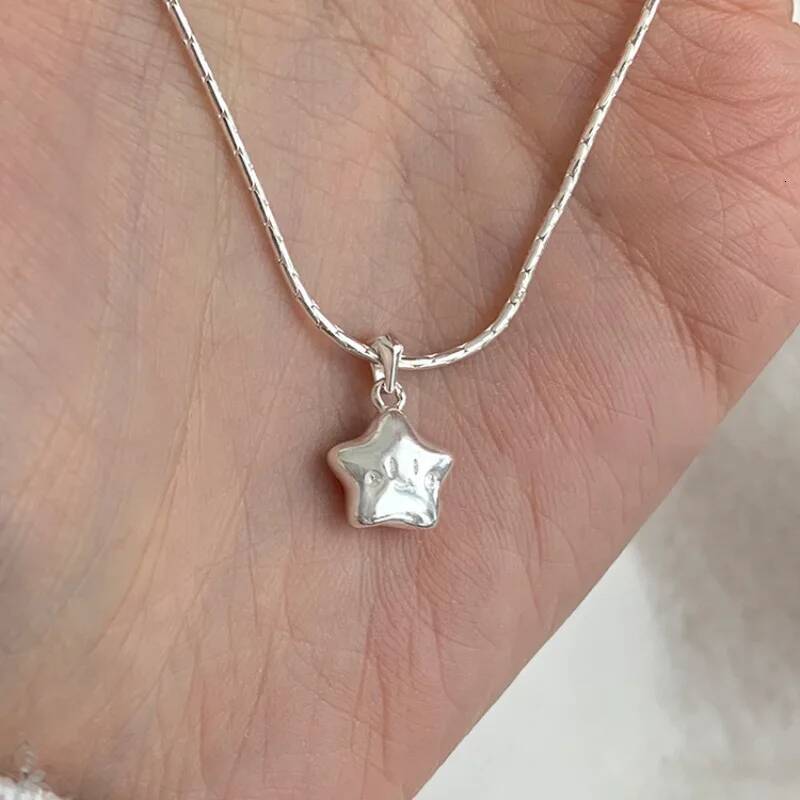 Sterling Sier Necklace Cute Five Pointed Star Smile Dimple Pendant for Women Girl Jewelry Gift Dropshipping Wholesale Jewelry for Women