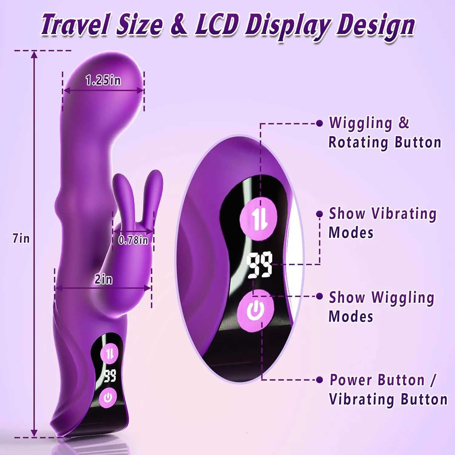 4IN1 Vibrator Rotating Squeeze Dildo Adult Sex Toys G Spot Rabbit Vibrators Female Clitoral Stimulator with 10 Vibrations W250807