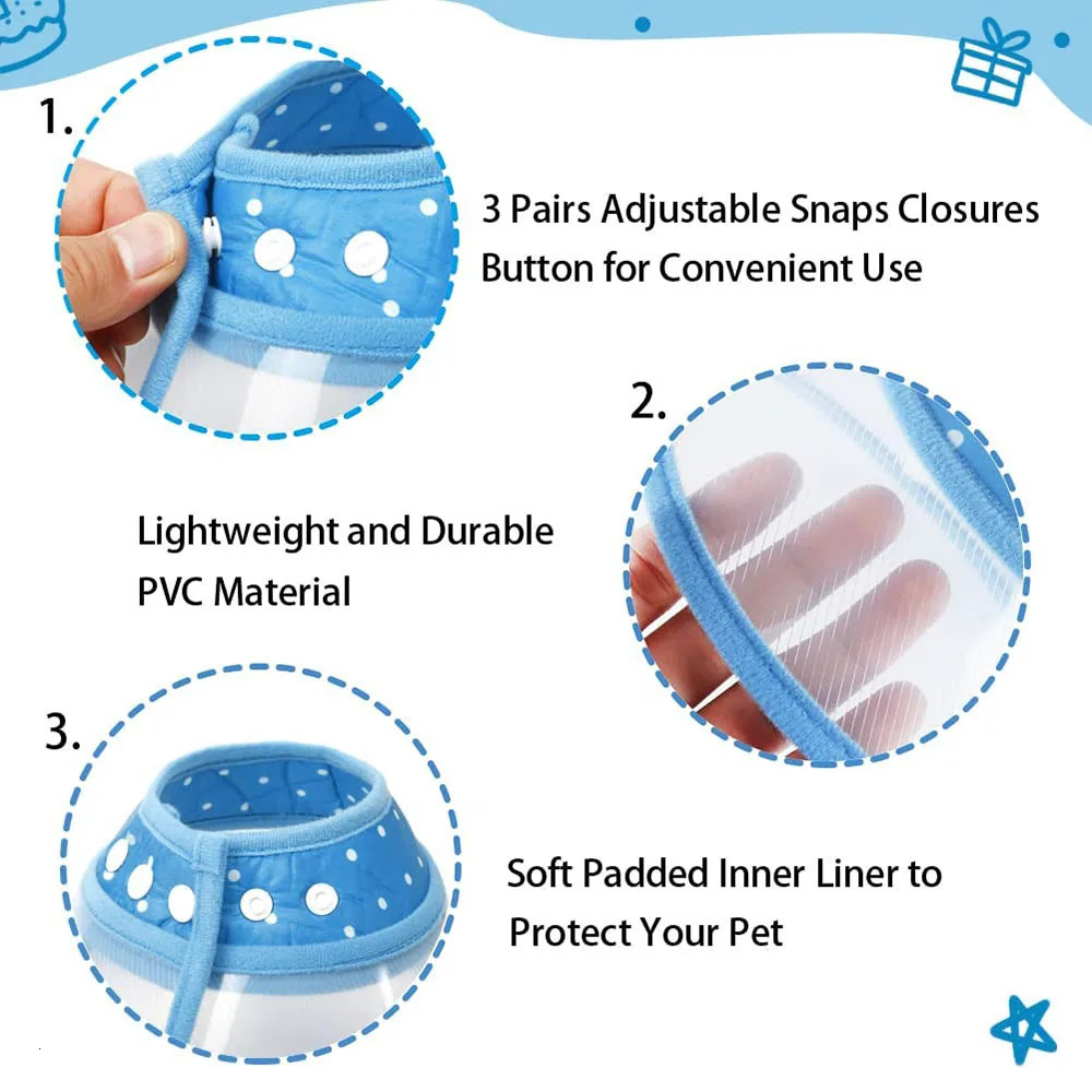 Pet Recovery Dog Cones Cat Cones After Surgery Adjustable Breathable Dog Cone Collar Soft Plastic Puppy Elizabethan E-Collar 250805