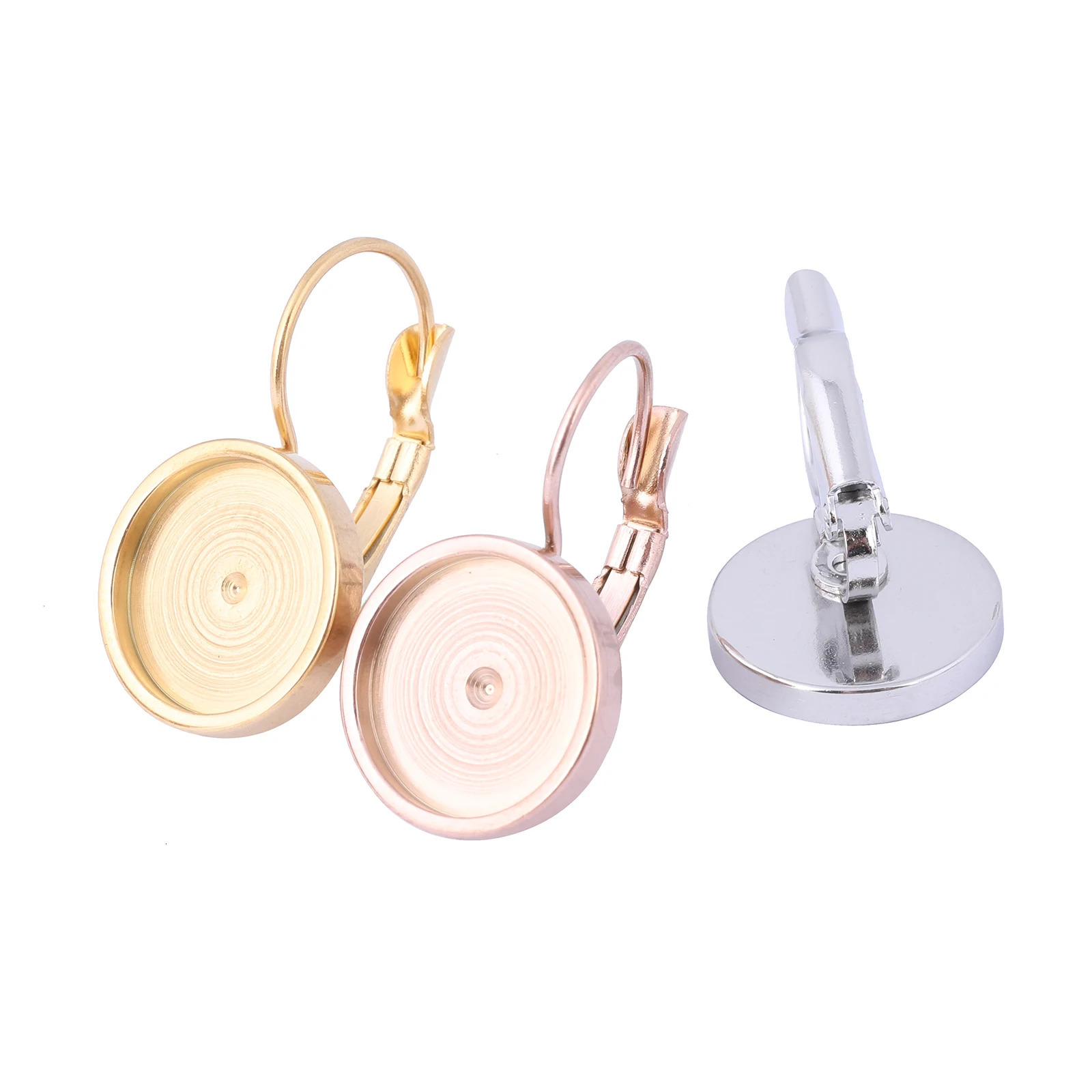 onwear 10pcs Fit 8mm 10mm 12mm cabochon earring base settings stainless steel lever back bezel blanks diy jewelry findings 250804