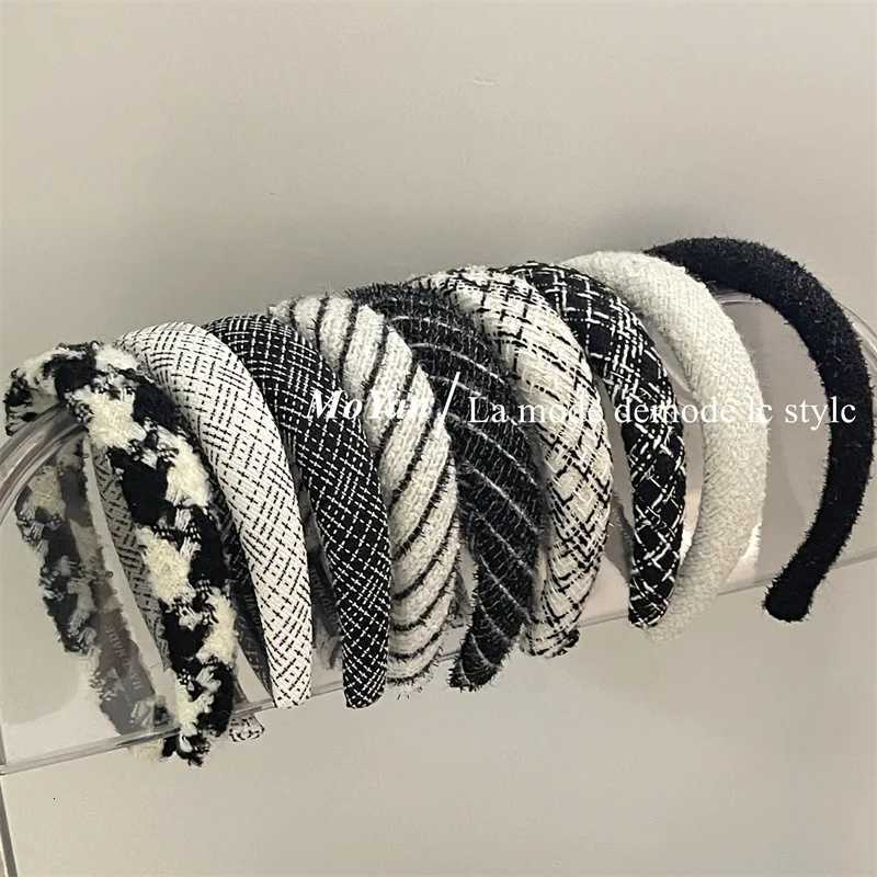 Sponge Hair Band for Girls latt check Hair ornaments Knit band Elegant Hair Hoops Y250807