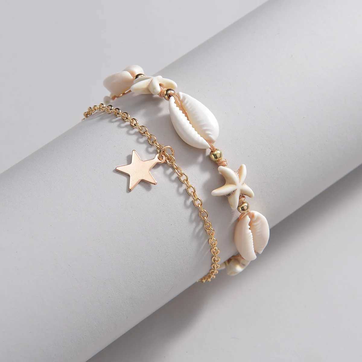 Shell Starfish Anklets for Women Bohemian Anklet Leg Rice Beads Handmade Foot Chain Boho Jewelry Summer Accessories Y250805