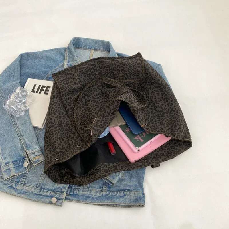 Leopard Design 2023 Korean Fashion Shopper Big Shopping Bags for Women Lady Shoulder Large Capacity Bag Girl Handbag