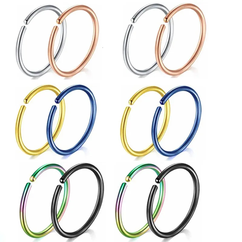 5/10/20PCS Stainless Steel L Shape Nose Stud Set 20G Crystal Nose Ring Hoop Set Indian Crystal Nose Stud Bulk Piercing Nariz Lot 250805