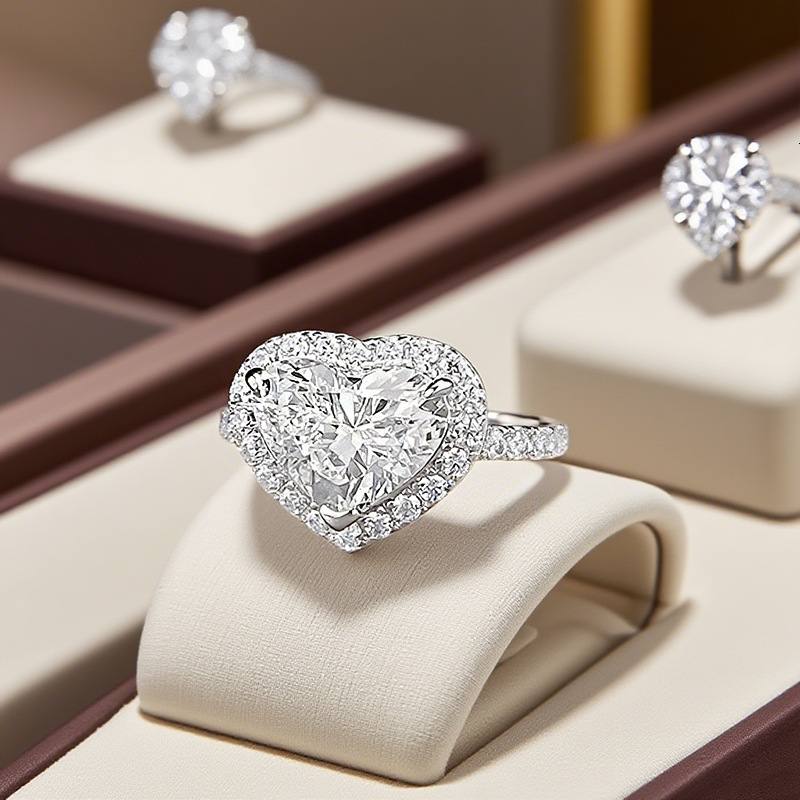 Hui Zhi Wing Jewelry New S Silver Fashion Socialite 7*9mm Full mond Heart Ring for Women Daily Classic Style