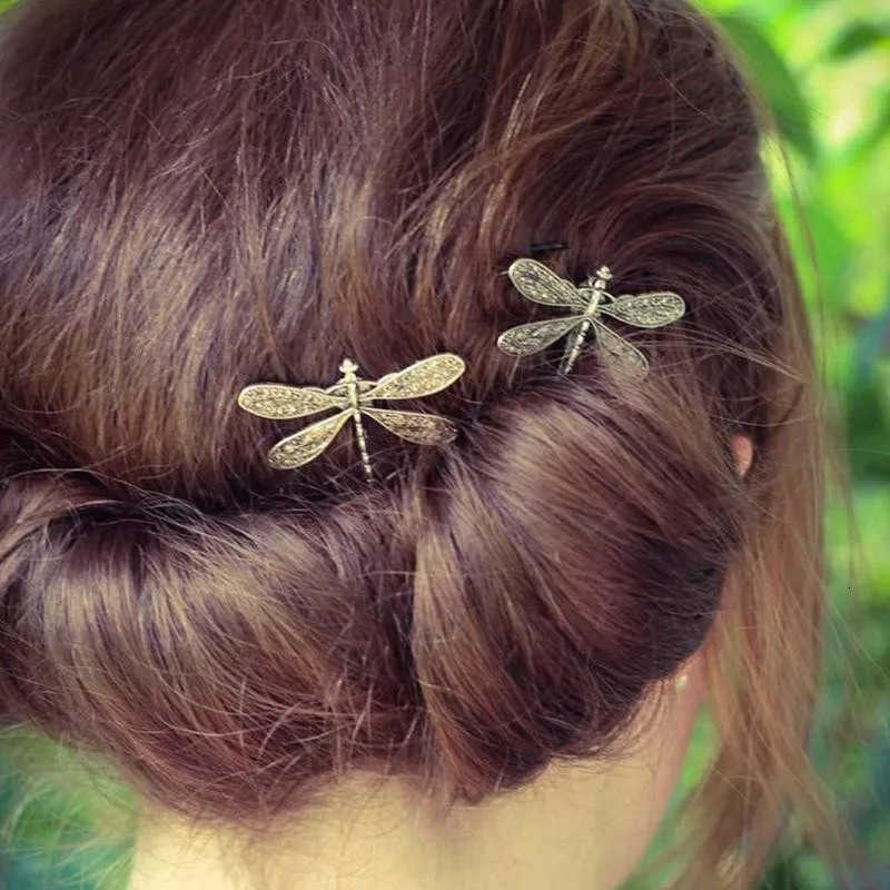 1pc Elegant Vintage Dragonfly Hairpins Bridal Headdress Wedding Hair Accessories Transparent Dragonfly Hair Clip U250807