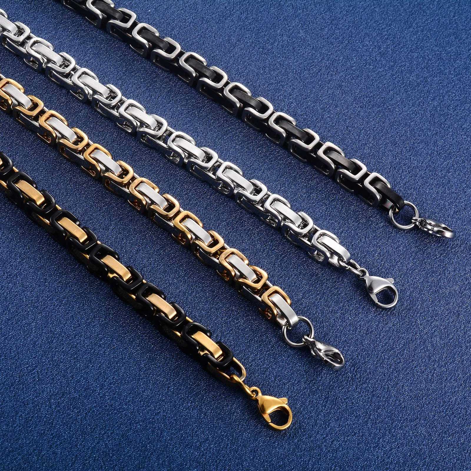 6mm 23cm Cool Stainless Steel Byzantine Chain Bracelet for Men Chunky Punk Rock Boy Hand Chain Anklet Wristband Metal Jewelry W250807