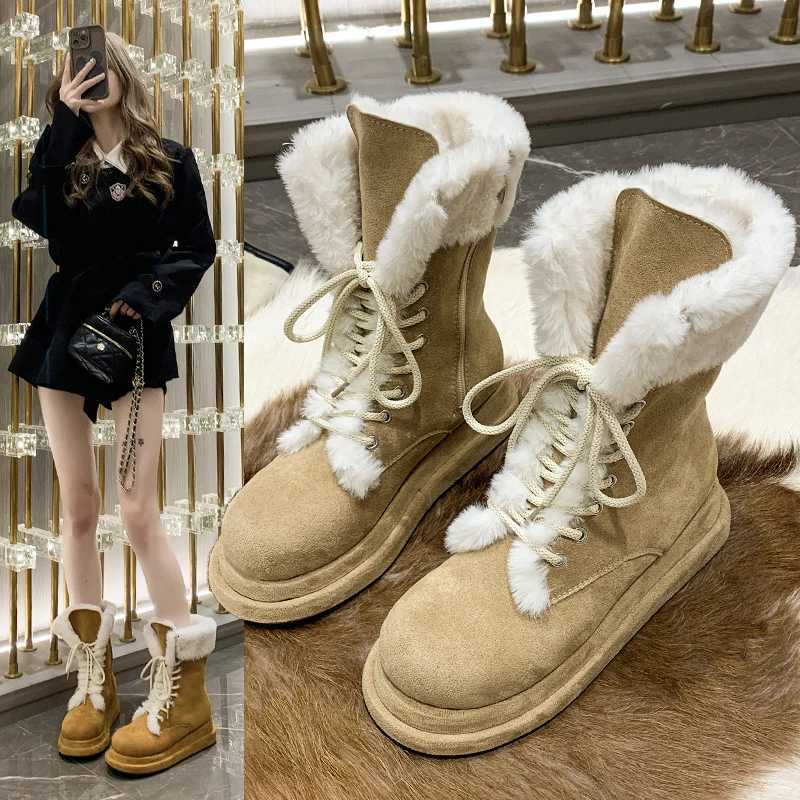 2025 New Lace Up Design Womens Platform Boots Waterproof Anti-slip Short Boots XJ250807