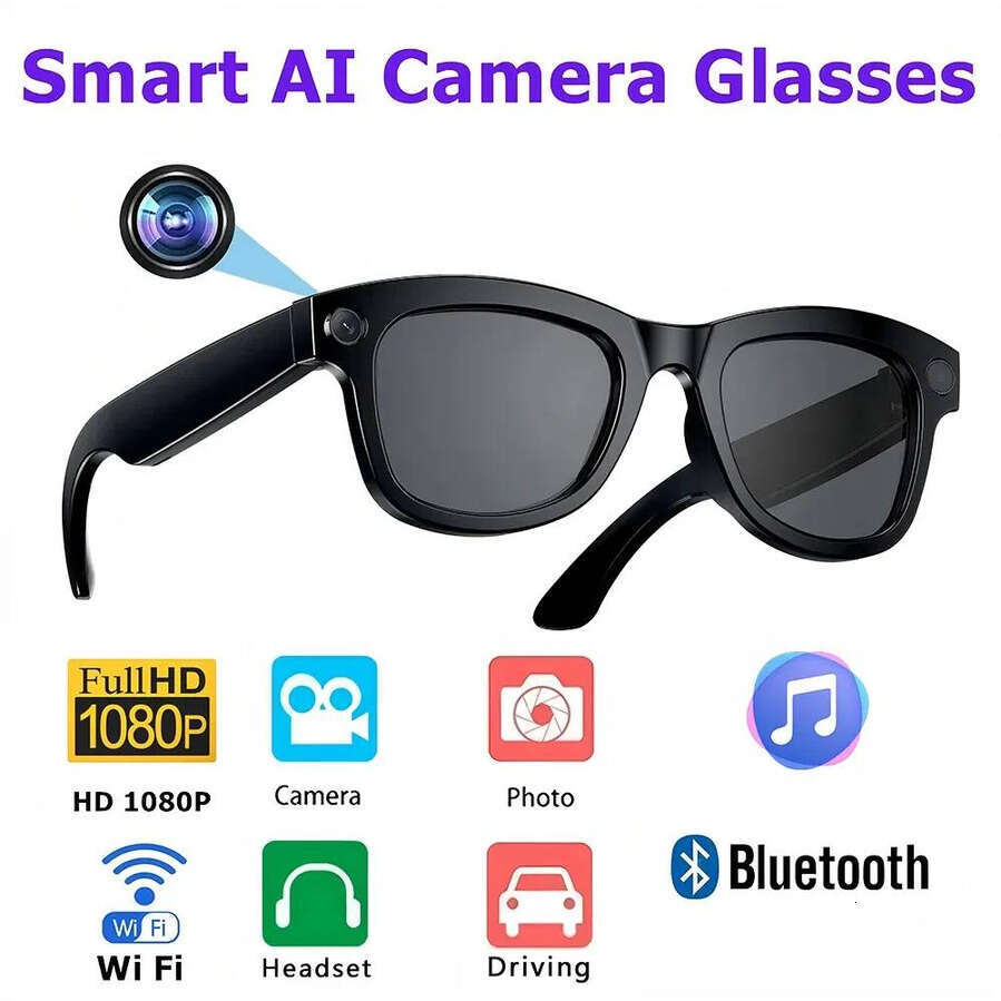 New AI Smart Glasses HD 1080P Polarized Sunglasses Mini Camera Video Recorder Security Sports DVR Surveillance Camcorder free shipping