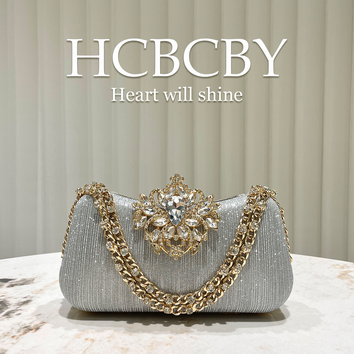 Free Shipping Designer Luxury Golden Rhinestone Buckle Decorated Striped Chain Clutch Bag For Women Fashionable Elegant Box-shaped Evening Bag Handbag