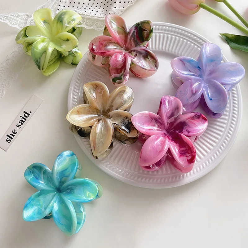 2025 New Blended Flower Hair Clip Grip Clip for Womens Back of The Head Disc Hair Clips Half Tie Hair Clips Headpiece U250807
