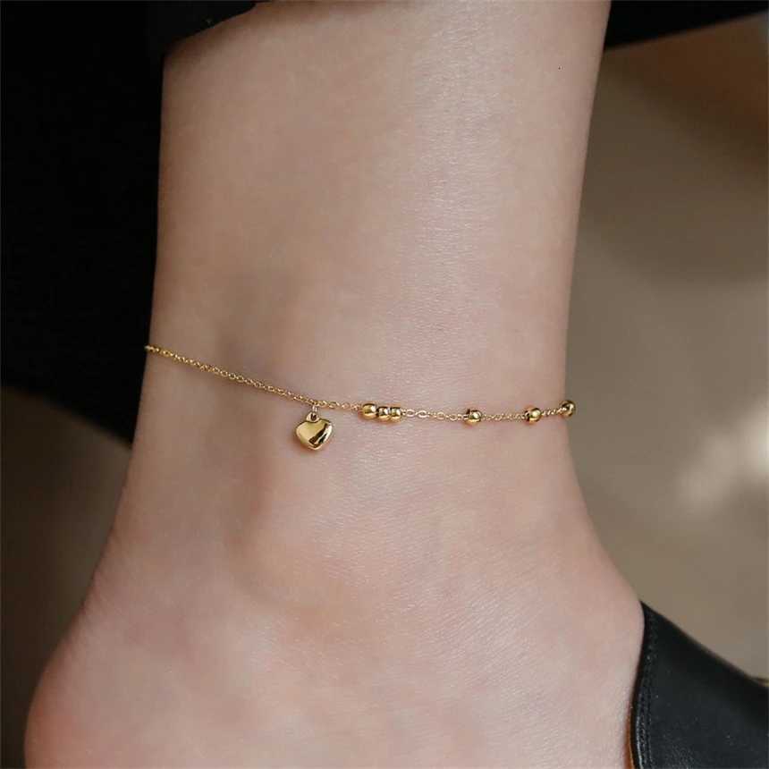 316L Stainless Steel Simplicity Mini Heart Shaped Bead Anklet Ladies Fashion Trend High Jewelry Beach Accessorie SAB1281 Y250805