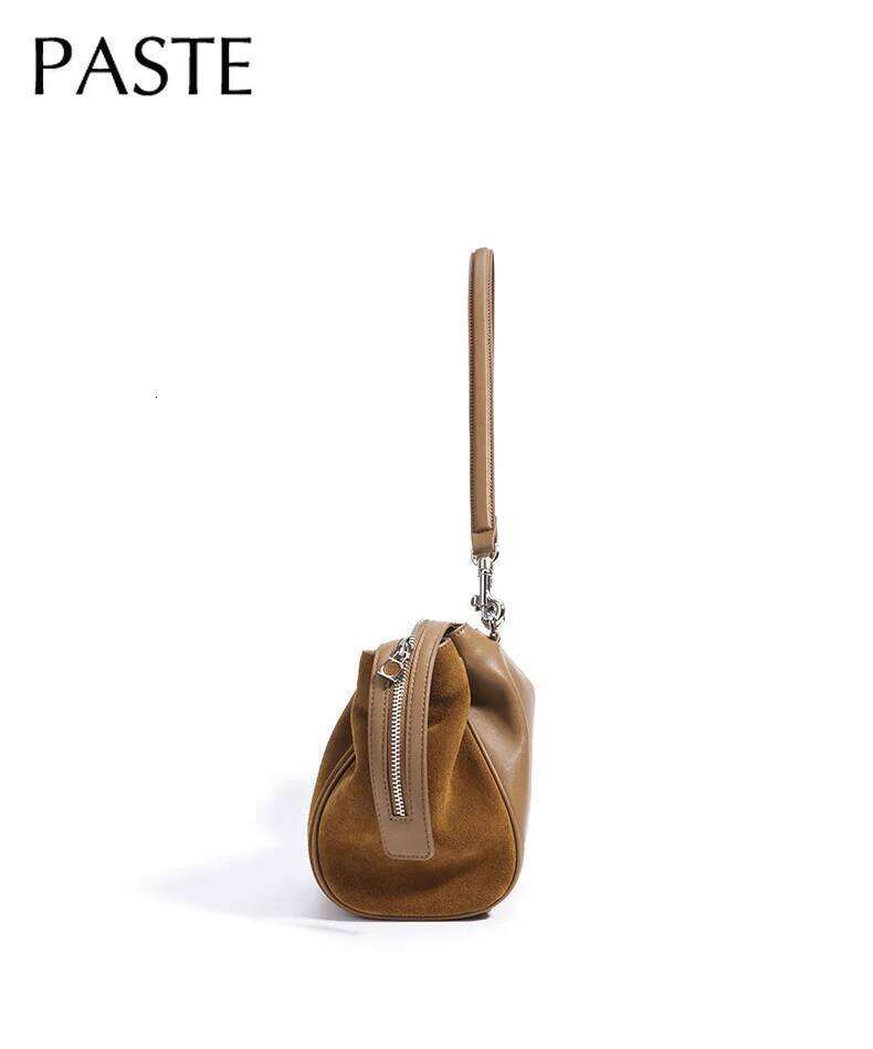 Noble Ins Chic Design High Quality Long-Handle Casual Tote Winter Kakhi Coffee Color Matte Suede + Cow Leather Women Handbag 20250805