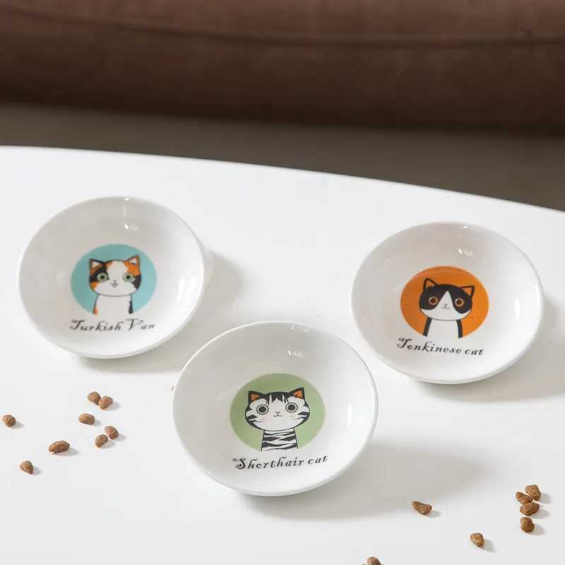 New Creative Cute Cat Small Saucer Shape Mini Plate Ceramics Cartoon Dish Creative Snack Plate Chinchilla Squirrel Hedgehog Bowl Y250806