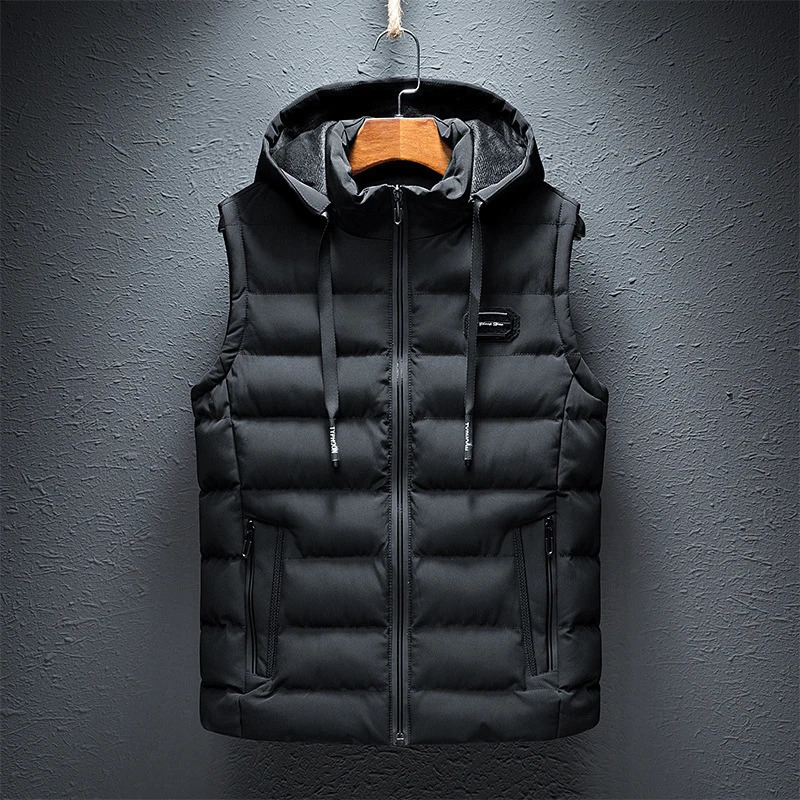 Winter Mens Warm Jacket Sleeveless Vest Man Fleece Lined Vest Hooded Coats Men Windbreaker Padded Waistcoats Clothing 6XL 250804