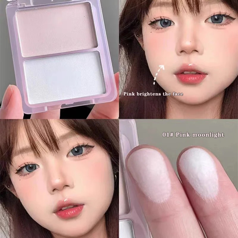 2-in-1 high-gloss contouring two-tone matte facial brightening three-dimensional shadow blush palette Korean-style makeup 250730