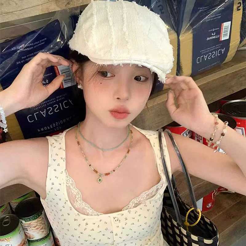 Solid Color Beret C for Women Japanese Retro Striped Painter Hat Spring Summer Versatile Thin Newsboy Womens Gift XJ250807