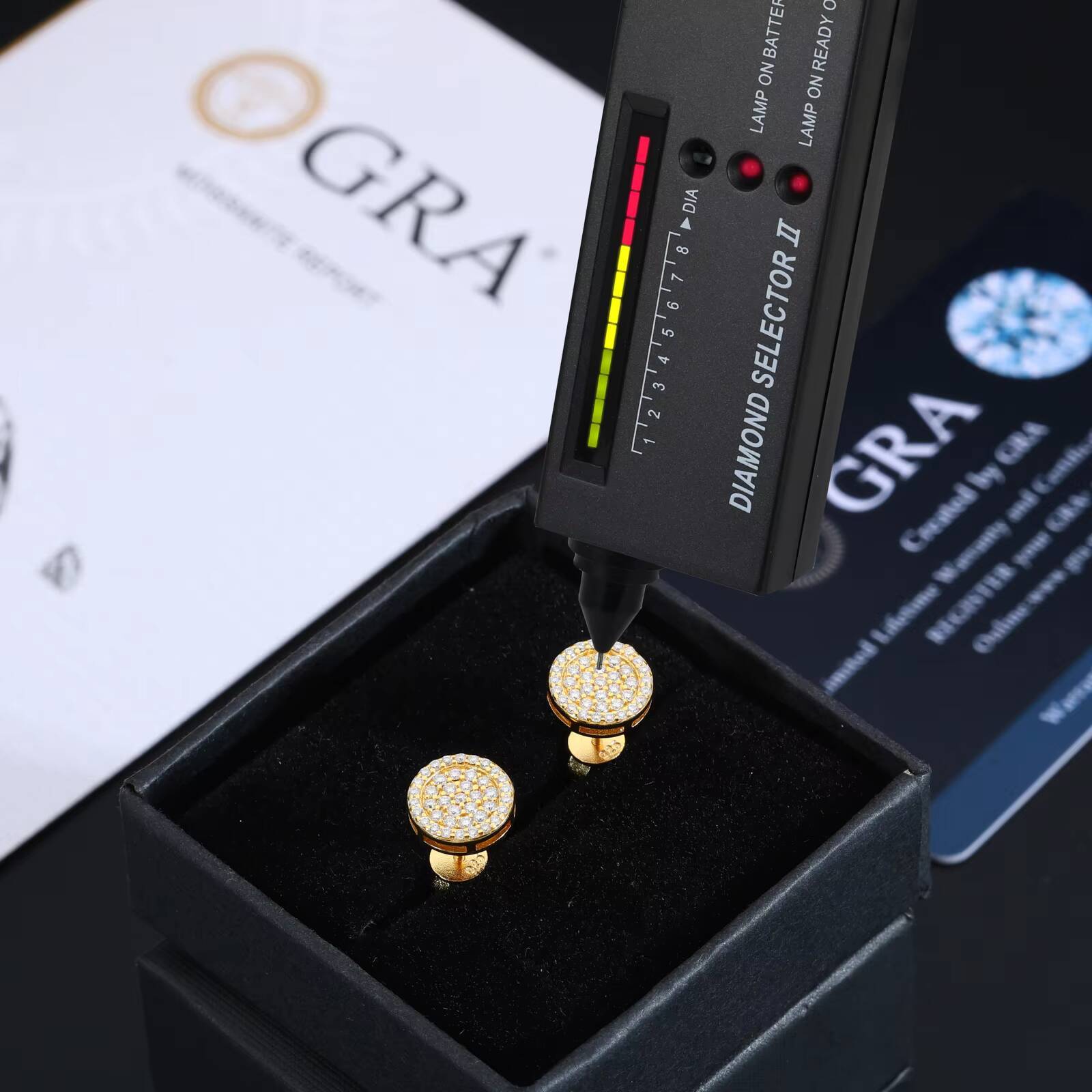 Wholesale Mens Fashion Custom Color 925 Sterling Silver 4 Rows VVS Moissanite Diamond Round Geometric Stud Earrings