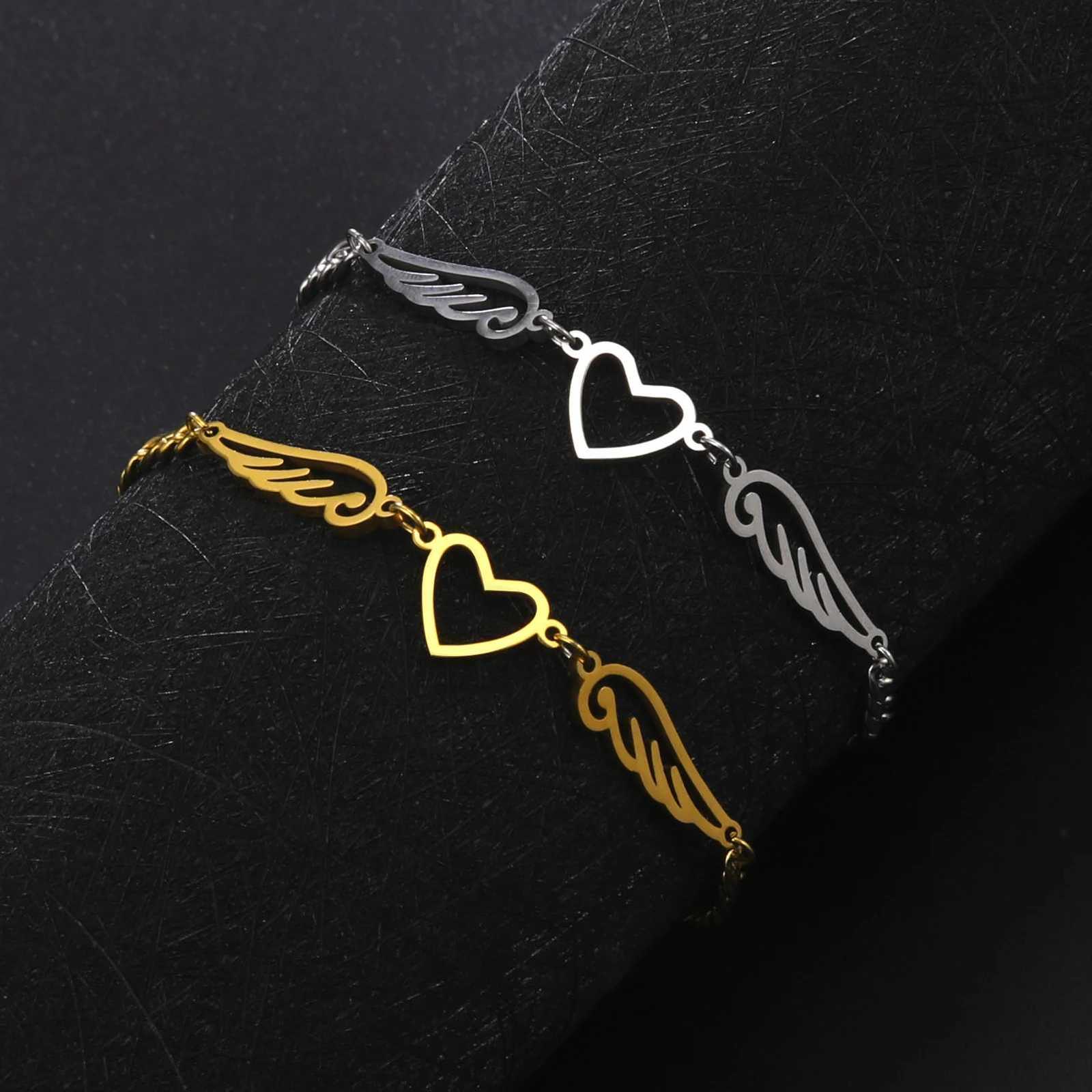 Allergy Free Stainless Steel Ankle for Women Heart Wing Charm on Leg Girls Foot Chains Anklet Jewelry Y250805