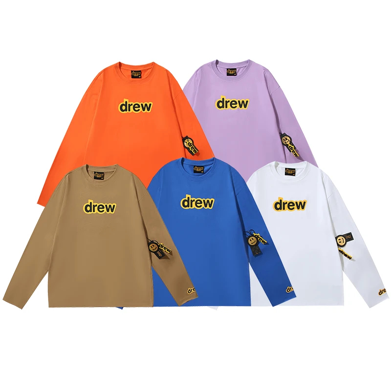 Drew House Hot Sale Mens Clothing Printing logo T shirt men's and women's Trendy and best-selling new long-sleeved