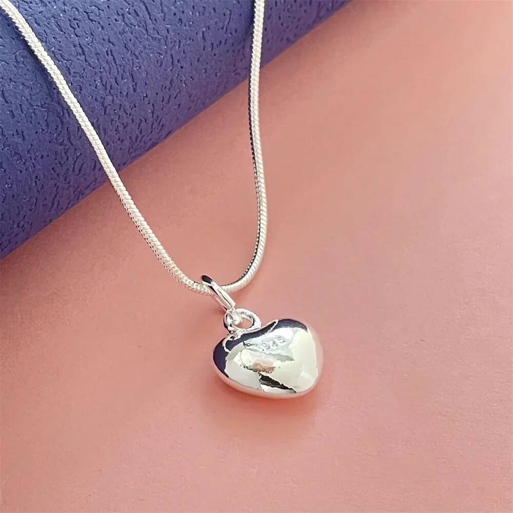 Sterling Sier Heart Pendant Necklace, Ladies Simple Banquet Wedding Festival Birthday Jewelry Gift Jewelry for Women
