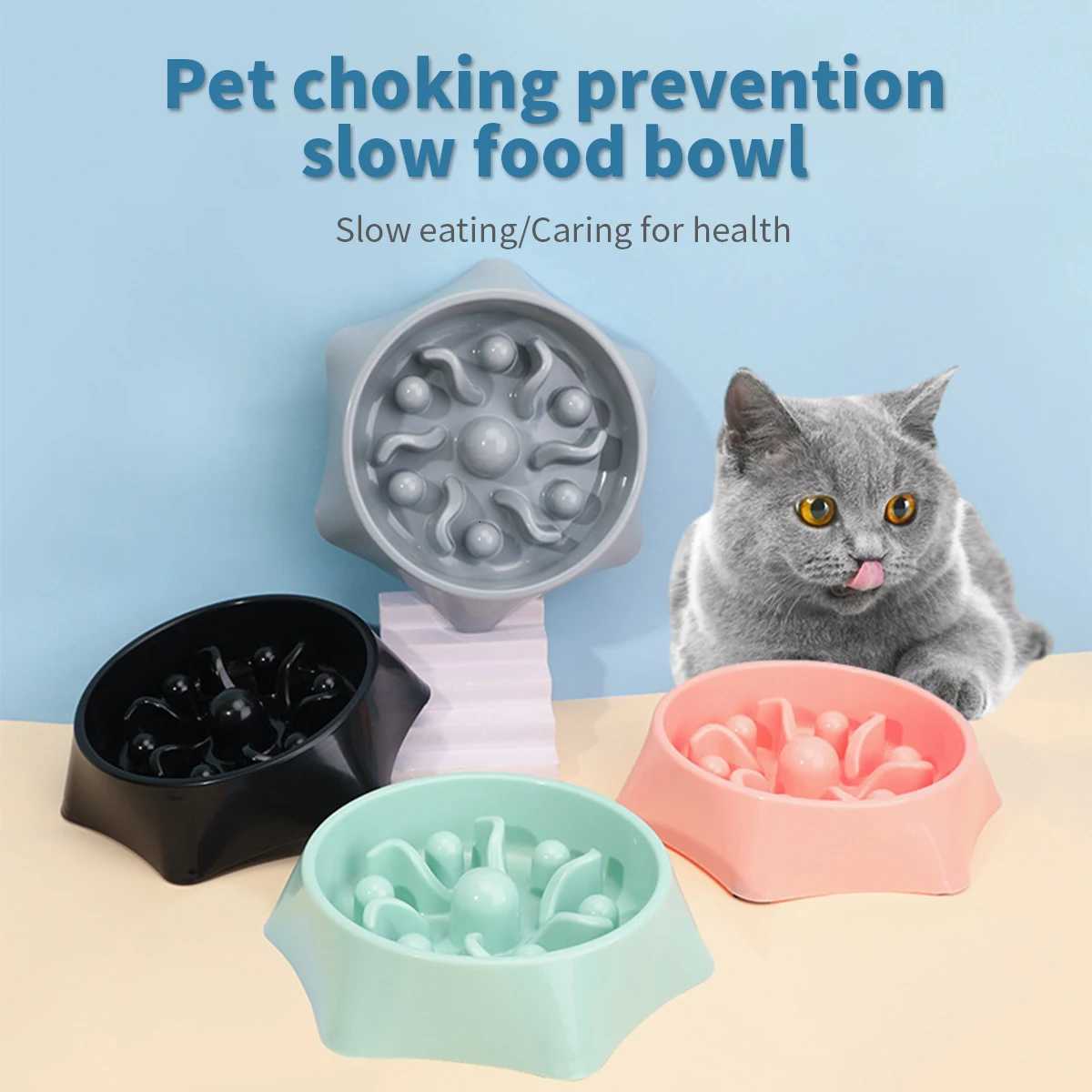A dog slow food bowl dog bowl anti-knockover pet supplies small dog anti-choking feeding dog food bowl cat food bowl Y250806