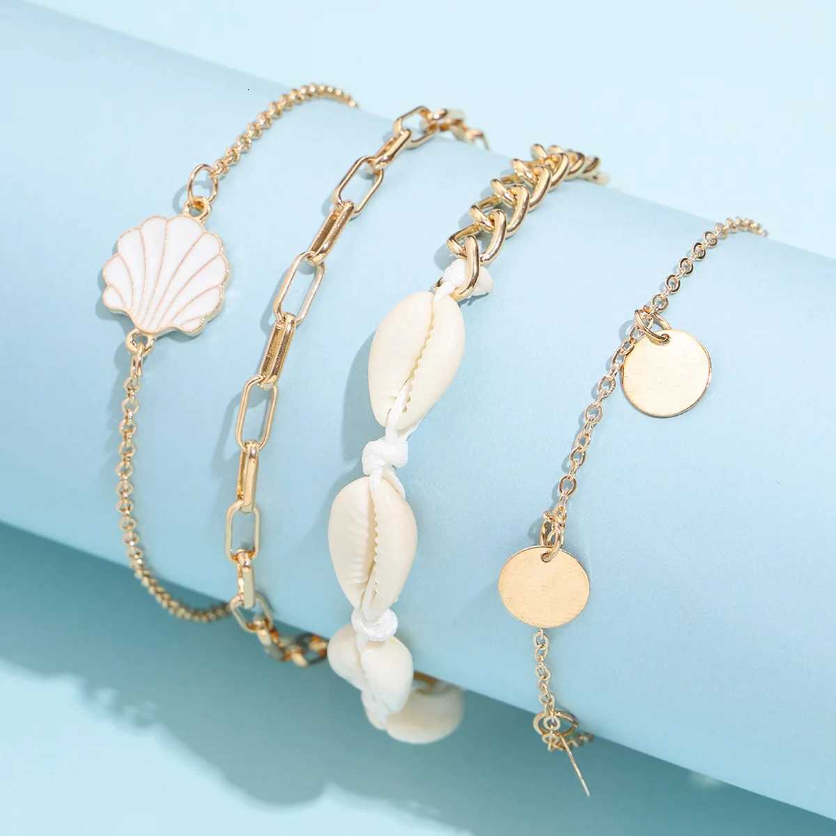 New Summer Shell Anklet Set For Women Sequin Beach Ankle Gold Color Leg Chain On Foot Female Bohemian Jewelry Y250805