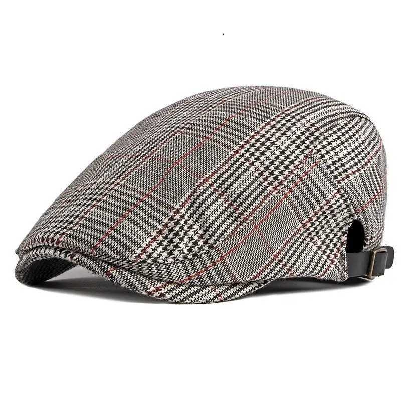 2021 Cotton Spring Autumn Plaid Newsboy Flat Peaked C Men and Women Painter Beret Hats 63 XJ250807