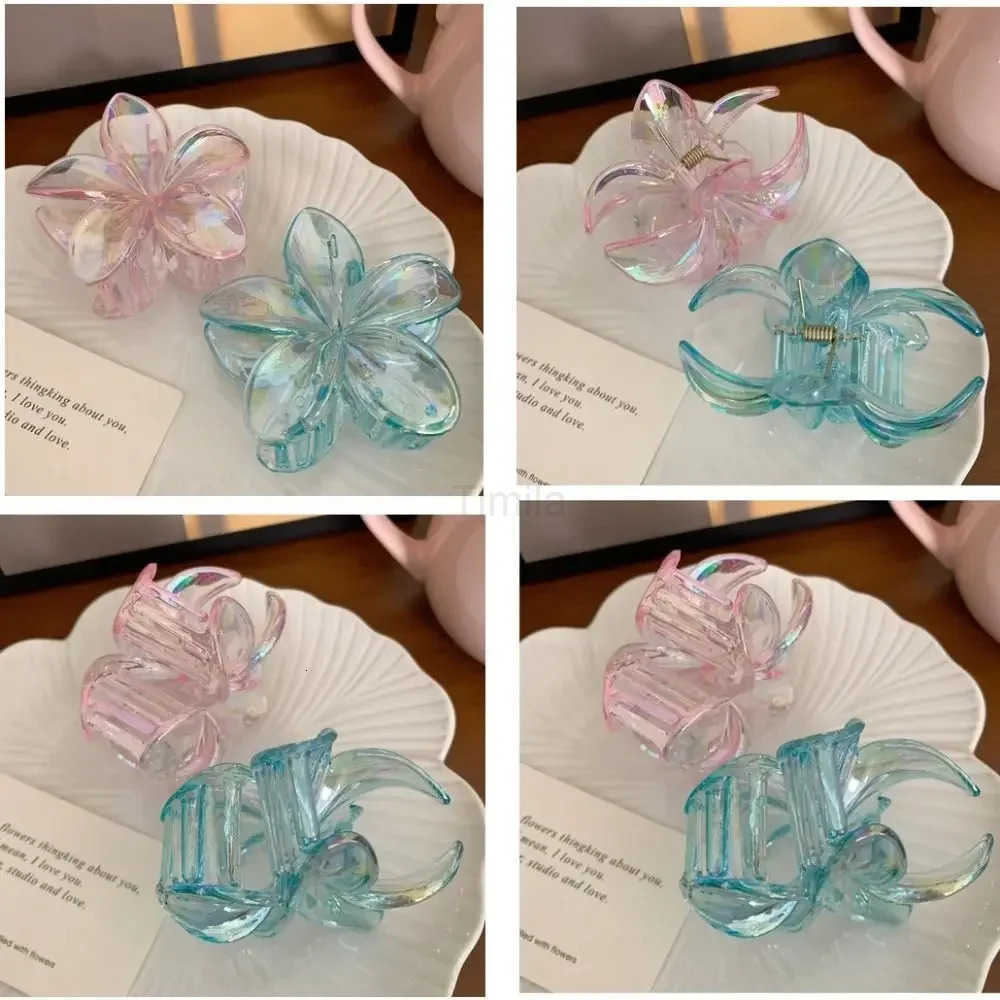 Hairpin Flower Hair Clip Cute Grab Clip Plastic Large Hair Claw Beach Headwear Hair Accessories Transparent Hair Clip Female U250807