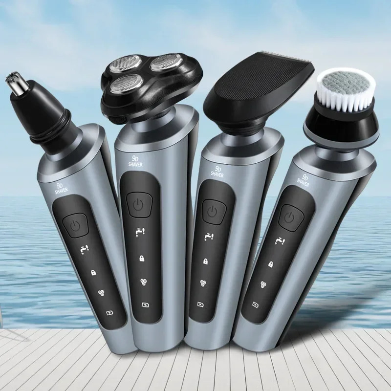 Electric Shavers for Men Waterproof Electric Trimmer Razor Wet Amp Dry Use Rechargeable Battery Rotary Shavers Machine Shaving 250805