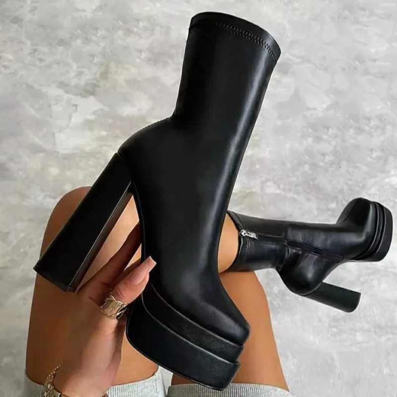 Designer Woman Shoes 2025 New Fi Platform Boots Ladies High Quality Luxury Women Leather Boots Women Super High Heels Boots XJ250807