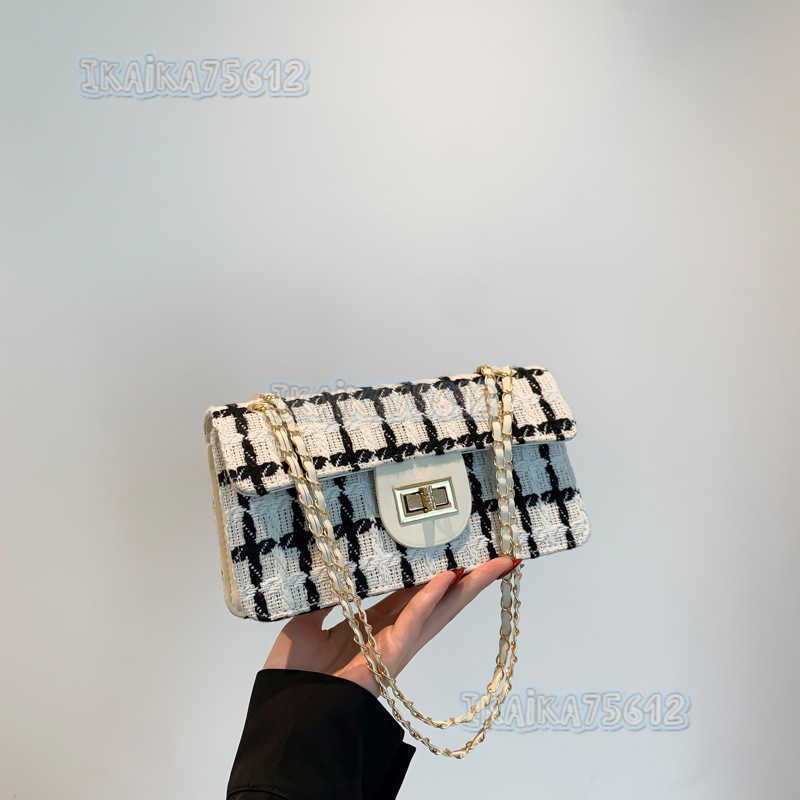 Niche Design Woolen Bag for Women 2024 New Trendy Plaid Chain Shoulder Bag Stylish Versatile Crossbody Bag H250806