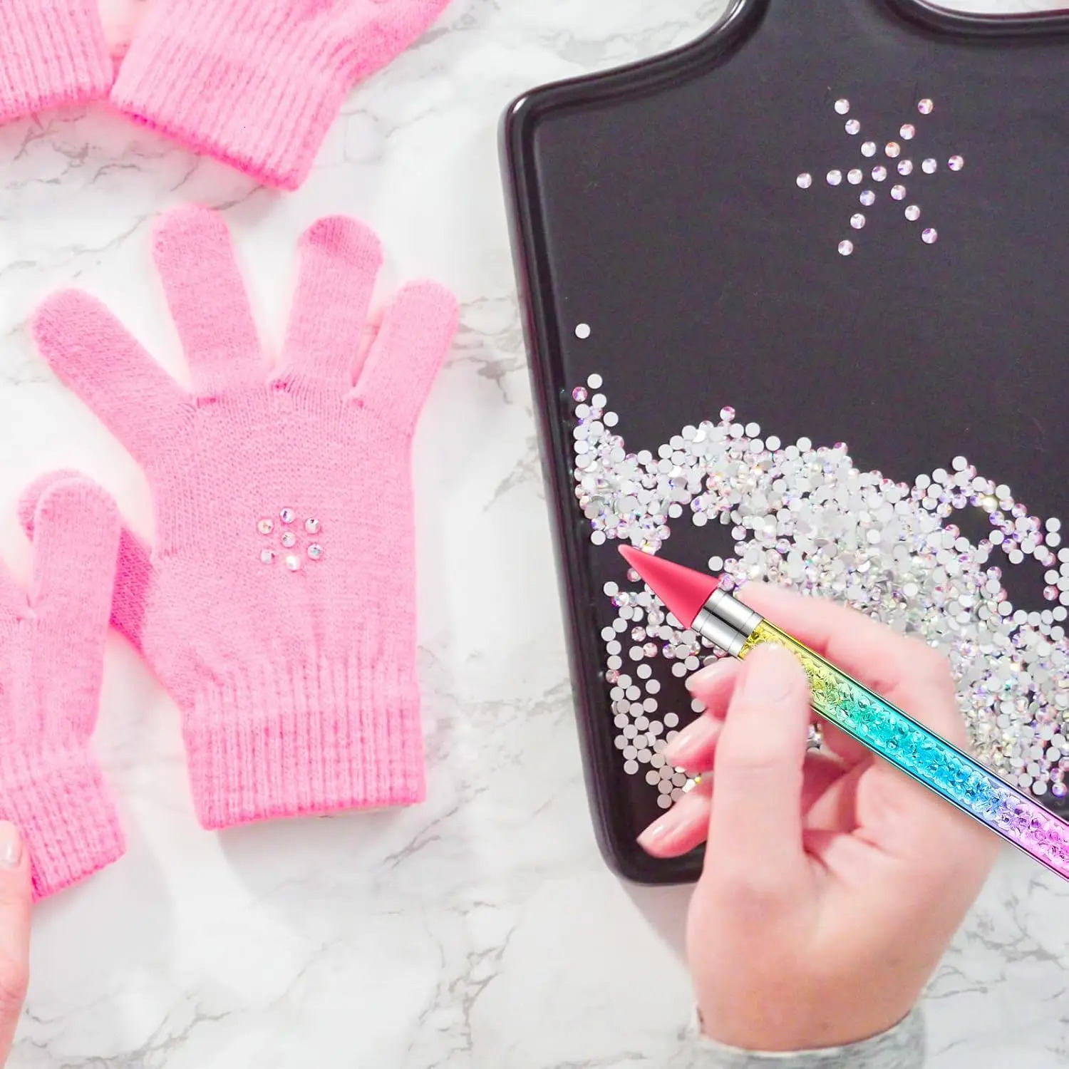 Gradient Rhinestone Picker Tool Dotting Pen Diamond Painting Pen Nail Dot Crystals Dual Ended Wax Pencil for Gems Nail Art DIY 250805