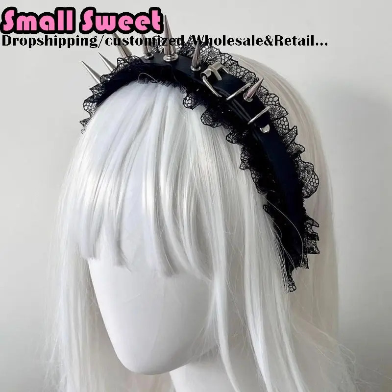 PU Leather Headband Gothic Tiaras Leather Buckle Hair band Rock Headband Punk Hair Hoop Steampunk Spike PU Leather Headband 250730