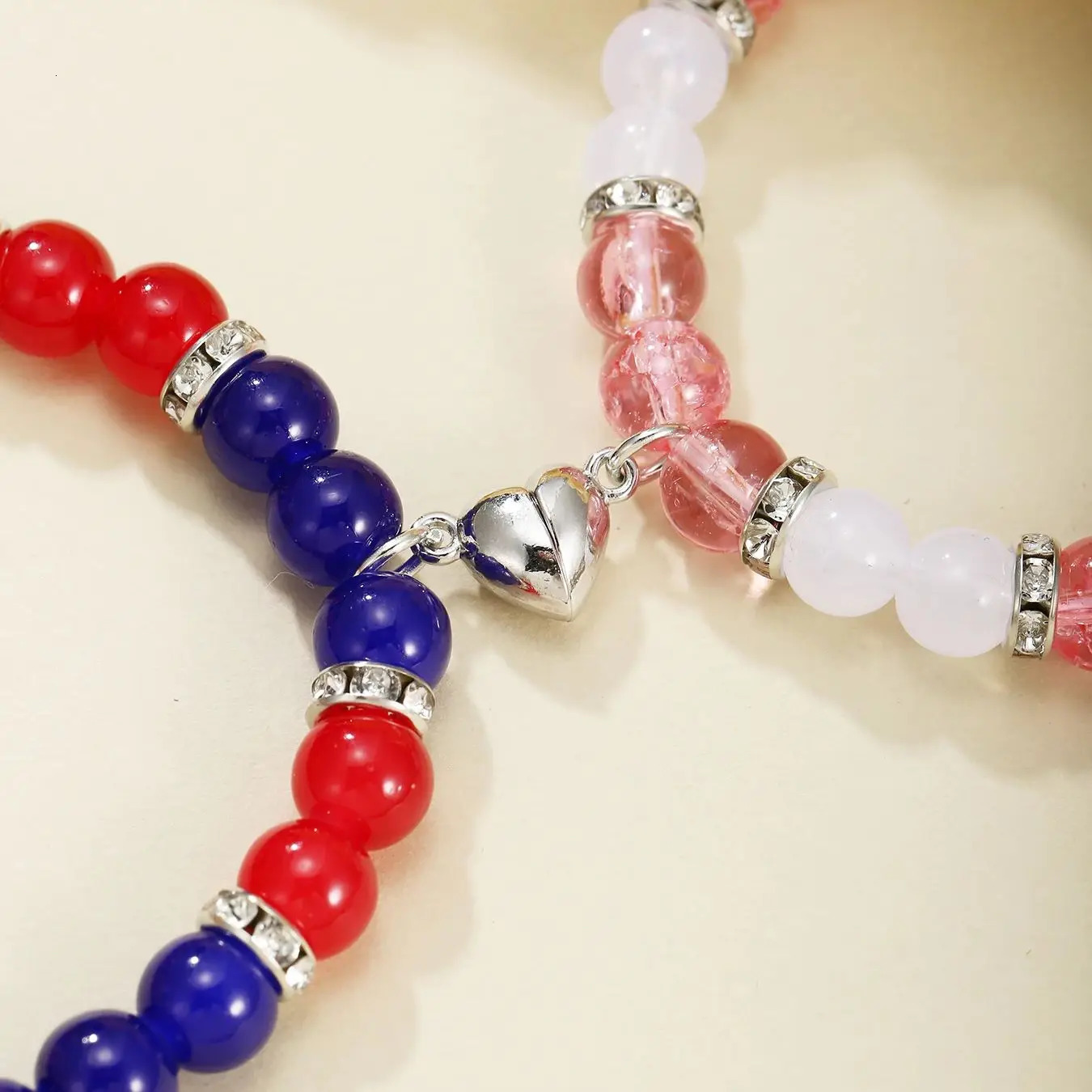 2 pcs of 8mm Natural Stone Spider Pendant Heart Shape Magnet Couple Bracelets 250730