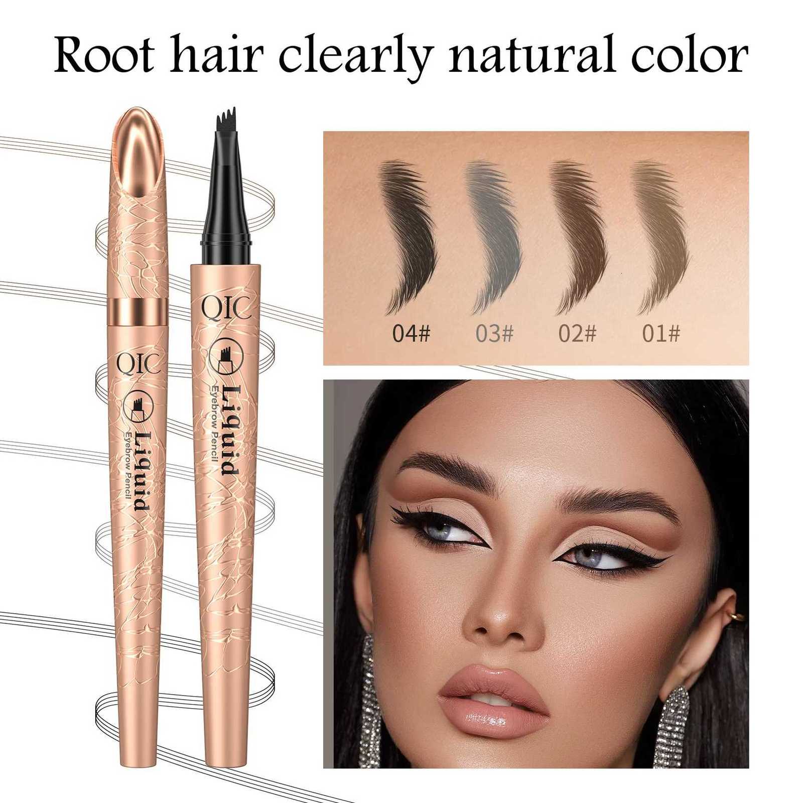 4 Splitted Head Eyebrow Pencil Long Last Smudge Proof Waterproof Sweat Proof High Pigmented Easy Applying Liquid Eyebrow Pencil W250807