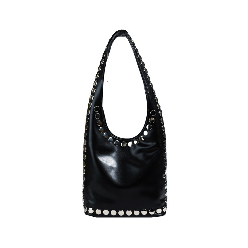 Free shipping designer Summer Versatile Large Capacity Casual Underarm Bag for Women 2025 New Hot Girl Motorcycle Style Rivet Bucket Bag