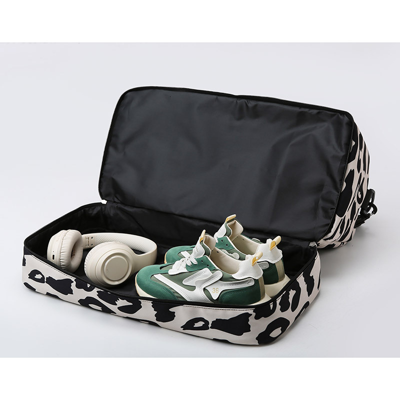 New Sports Fiess Leopard Print Oxford Cloth Lage Fashionable Portable Short Trip Handheld Travel Storage Bag For Women
