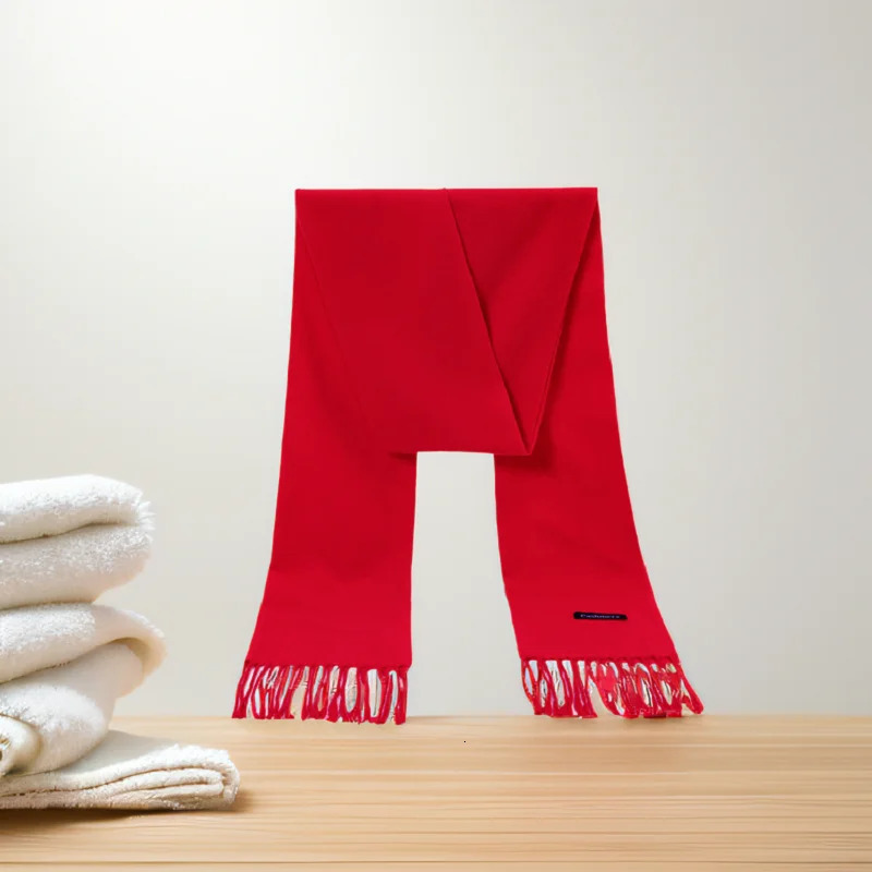 Red Cashmere Scarf Shawls Wrap Tassel Pashmina Jubilant Scarf Woman Winter Scarf Thick Scarves Neckscarf Female Muffler 250805
