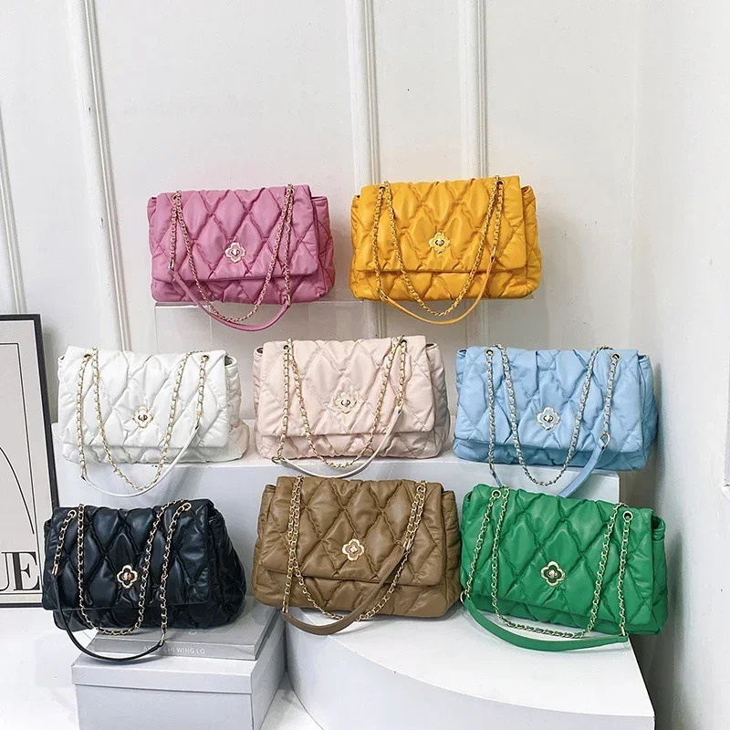 Handbags Women Bags Lady Green Quilted Shoulder Crossbody Bags Pu Leather Women Underarm Handbags 250807