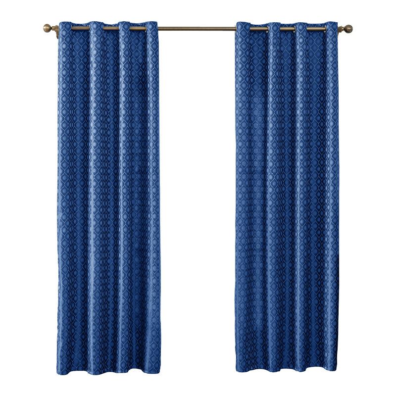 YL-36847 Thickened Double-sided Cotton and Linen Bedroom Curtain Fabric Soundproof Full Blackout Modern Simple Living Room Curtain Finished Product Wh