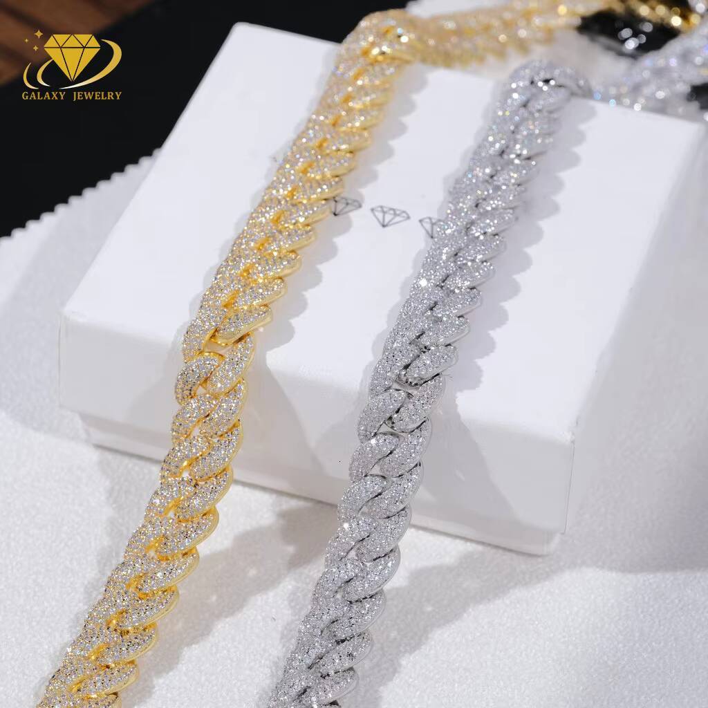 Best Price Custom 3rows Iced Out Miami Cuban Bracelet Vvs Vs Moissanite Diamond 100% Pass Diamond Tester Cuban Link Bracelet