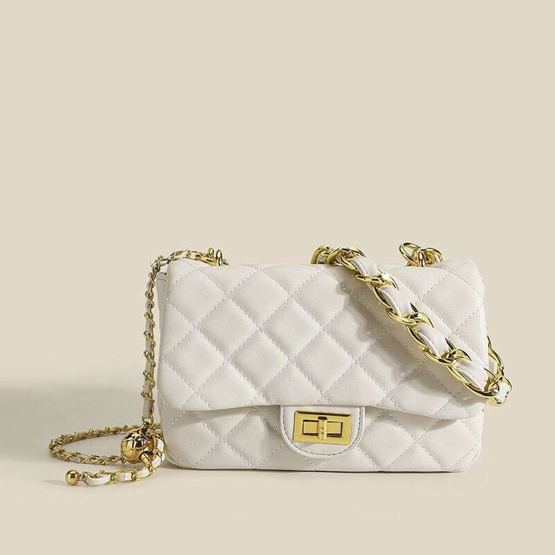 Baobao Women's 2024 New Trendy and Fashionable Golden Ball Lingge Chain Versatile Western Style Small Fragrance Single