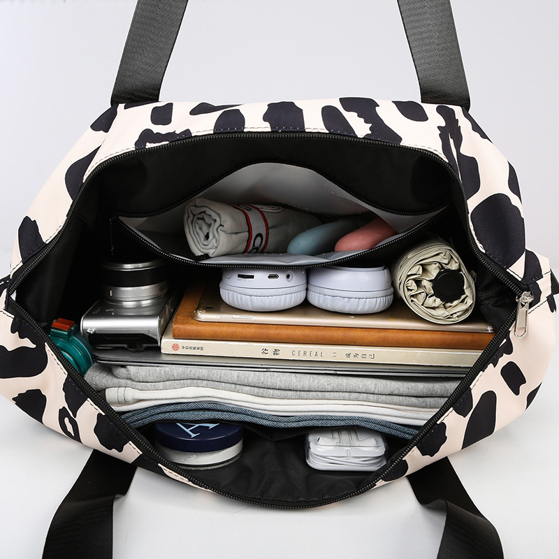 New Large Capacity Cow Pattern Travel With Dry And Wet Separation, Expandable Gym For Short Trips Storage Bag