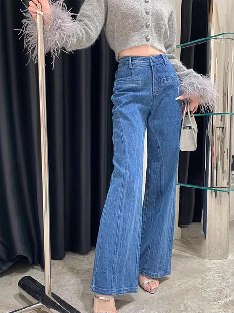 Y2K Womens High Waist Flare Denim Jeans With Big Bow Ruffles 2000s Sweetheart Stylish Female Slim Fit Casual Trousers 250806